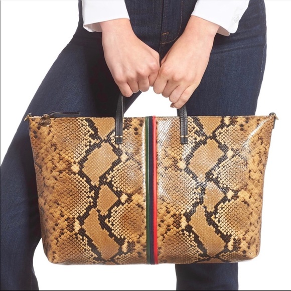 Clare V. Attaché Snake Embossed Goatskin Tote - Picture 2 of 16